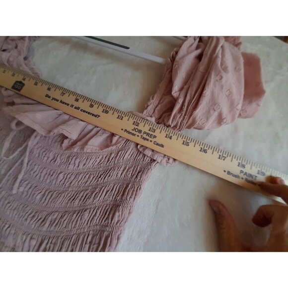 Womens Boho Swiss Dot Smocked Milkmaid Peasant Cottagecore Sz Large 12/14 Dress - Picture 7 of 8